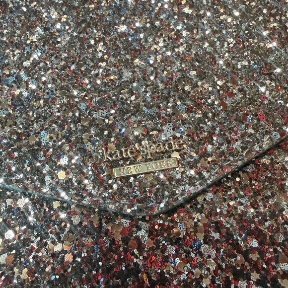 Kate Spade Glitter Clutch & Wallet Set – Sparkly Silver Black – Evening Glam - Picture 3 of 11